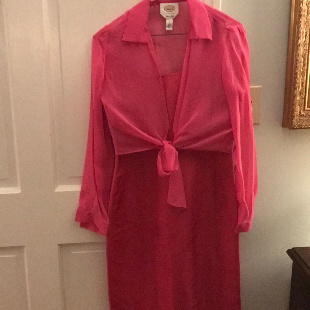 Hot pink two piece cocktail dress